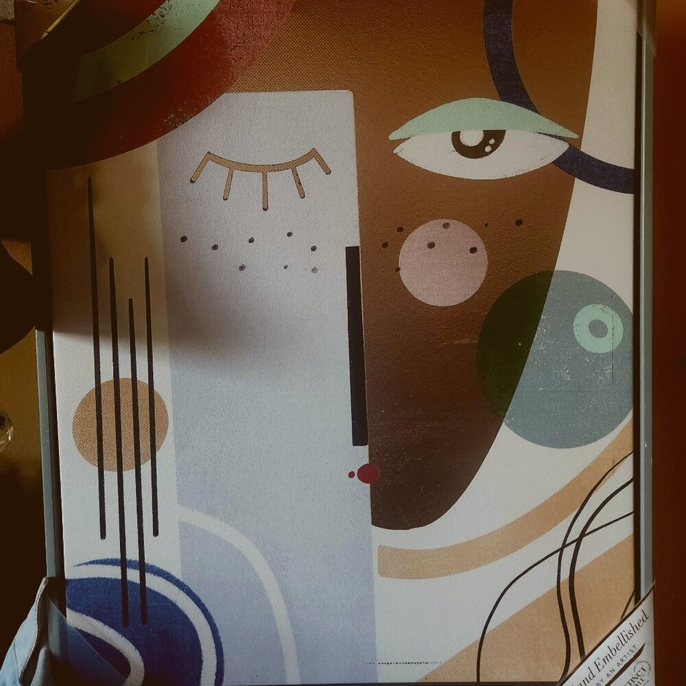 Unframed canvas Modern Abstract Split Face Geometric Line